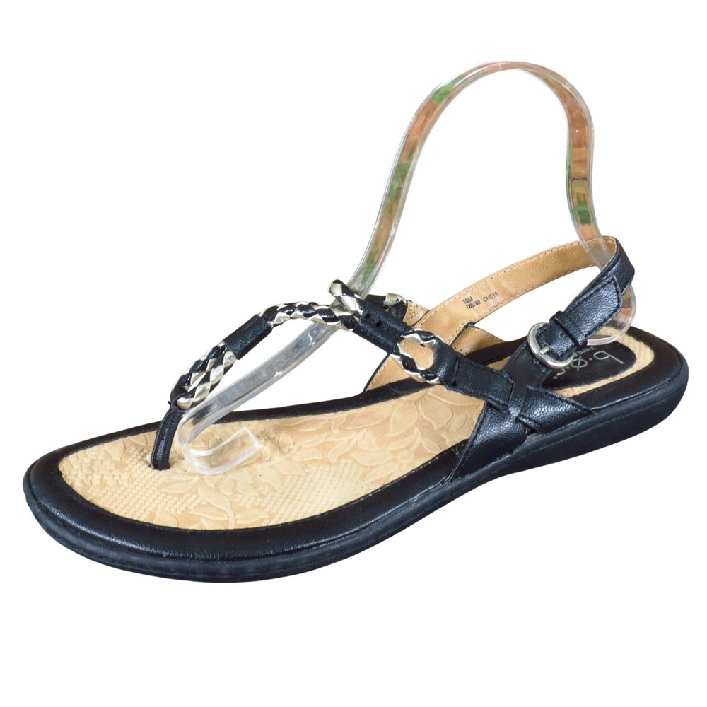 B.O.C. C93789 Women Thong Sandal Size 10 Casual Comfort‎ Braided Black Synthetic